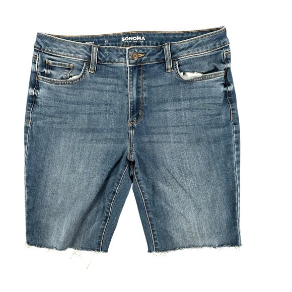 Upcycled Cut-Off Shorts Denim Jean Shorts Sonoma 12 Cotton Blend Summer - Picture 1 of 4